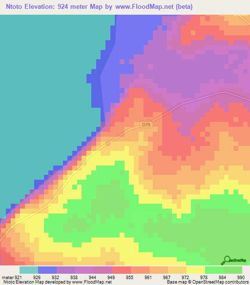 Ntoto,Zambia Elevation Map