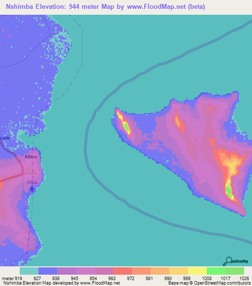 Nshimba,Zambia Elevation Map