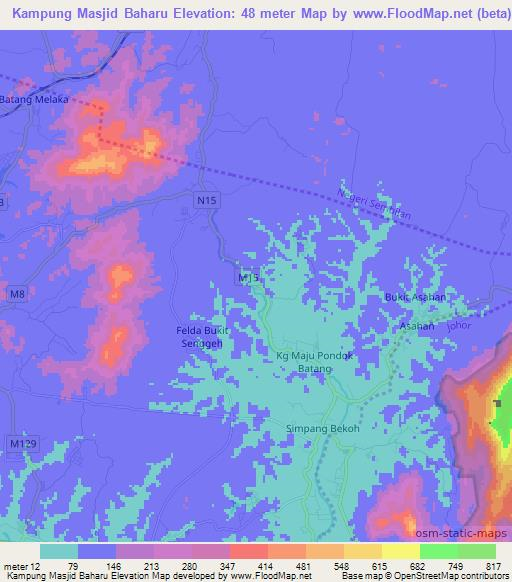 Kampung Masjid Baharu,Malaysia Elevation Map