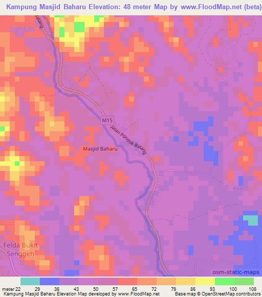 Kampung Masjid Baharu,Malaysia Elevation Map