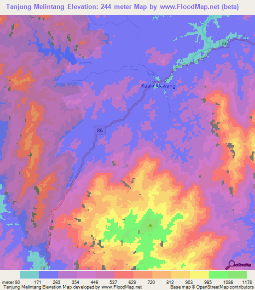 Tanjung Melintang,Malaysia Elevation Map