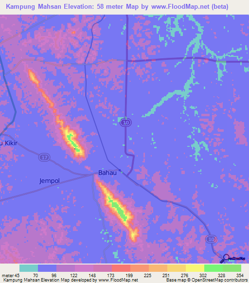 Kampung Mahsan,Malaysia Elevation Map