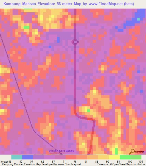 Kampung Mahsan,Malaysia Elevation Map