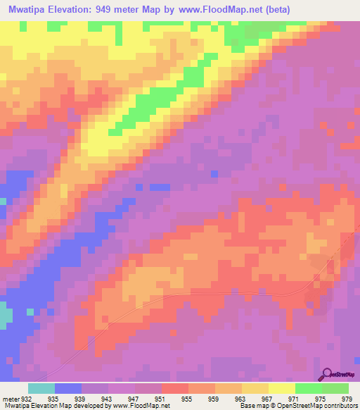 Mwatipa,Zambia Elevation Map