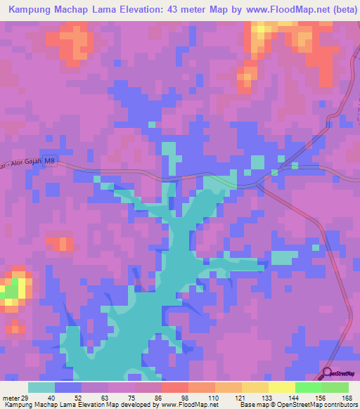 Kampung Machap Lama,Malaysia Elevation Map