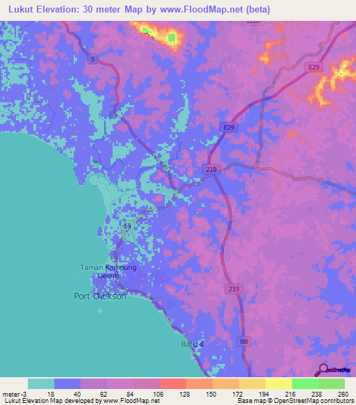 Lukut,Malaysia Elevation Map