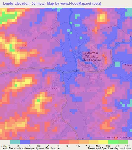 Lendu,Malaysia Elevation Map