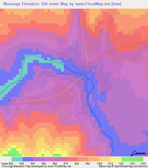 Mununga,Zambia Elevation Map