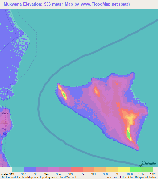 Mukwena,Zambia Elevation Map