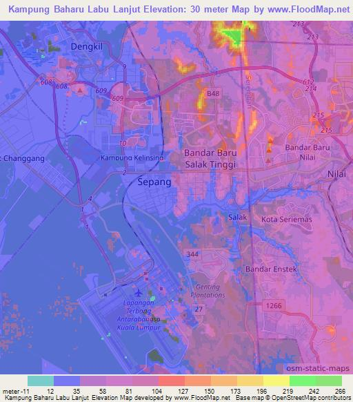 Kampung Baharu Labu Lanjut,Malaysia Elevation Map