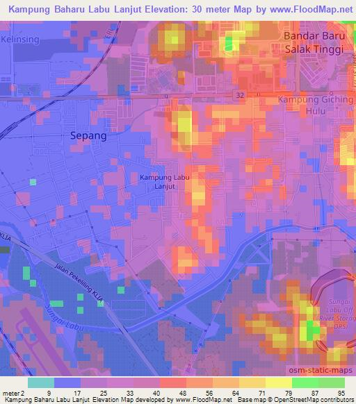 Kampung Baharu Labu Lanjut,Malaysia Elevation Map