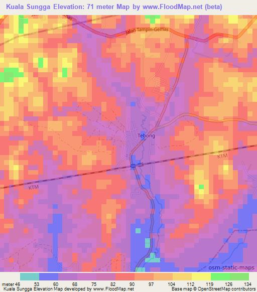 Kuala Sungga,Malaysia Elevation Map