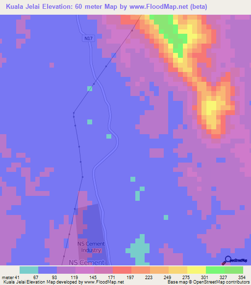 Kuala Jelai,Malaysia Elevation Map