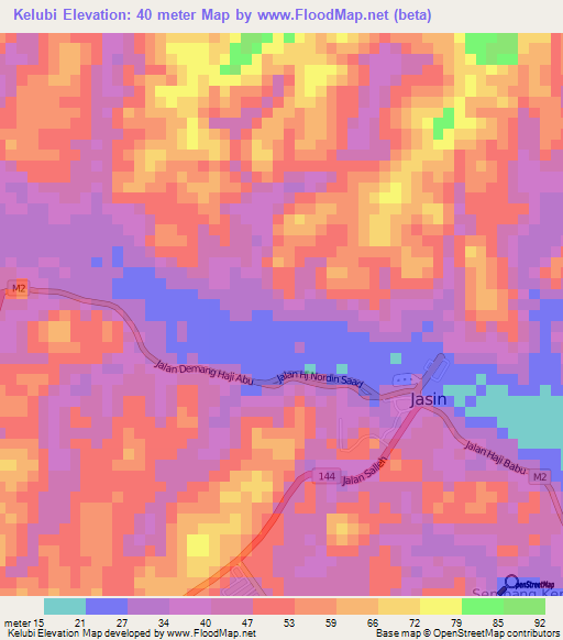 Kelubi,Malaysia Elevation Map