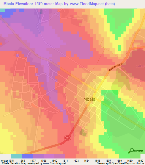 Mbala,Zambia Elevation Map