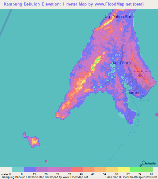 Kampung Bebuloh,Malaysia Elevation Map