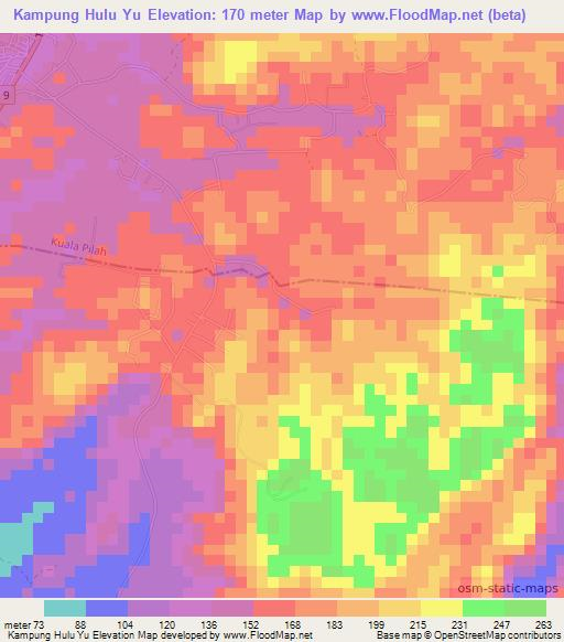 Kampung Hulu Yu,Malaysia Elevation Map