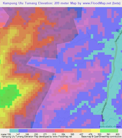 Kampung Ulu Tumang,Malaysia Elevation Map