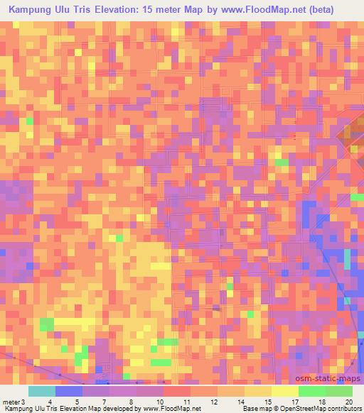 Kampung Ulu Tris,Malaysia Elevation Map