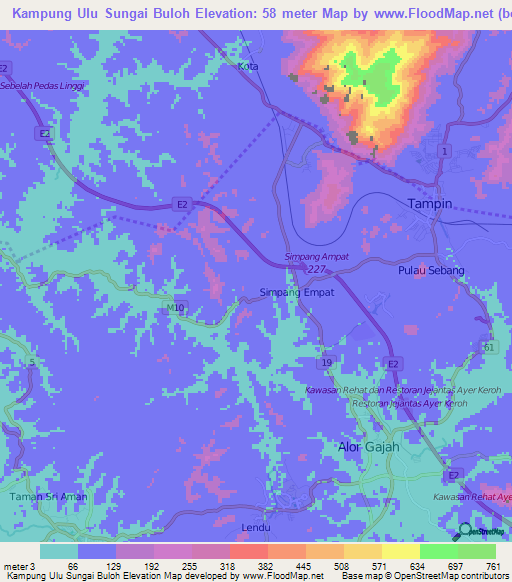 Kampung Ulu Sungai Buloh,Malaysia Elevation Map