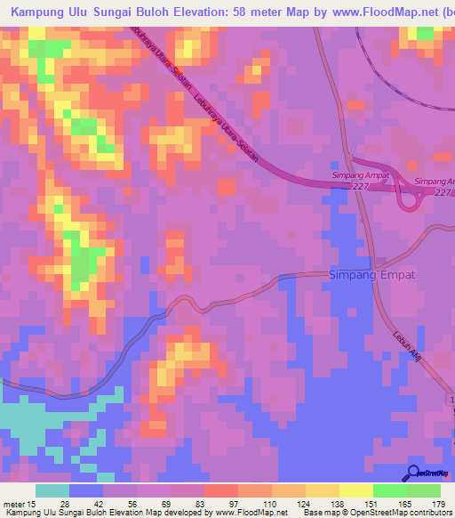 Kampung Ulu Sungai Buloh,Malaysia Elevation Map