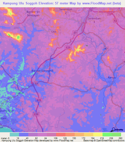 Kampung Ulu Soggoh,Malaysia Elevation Map
