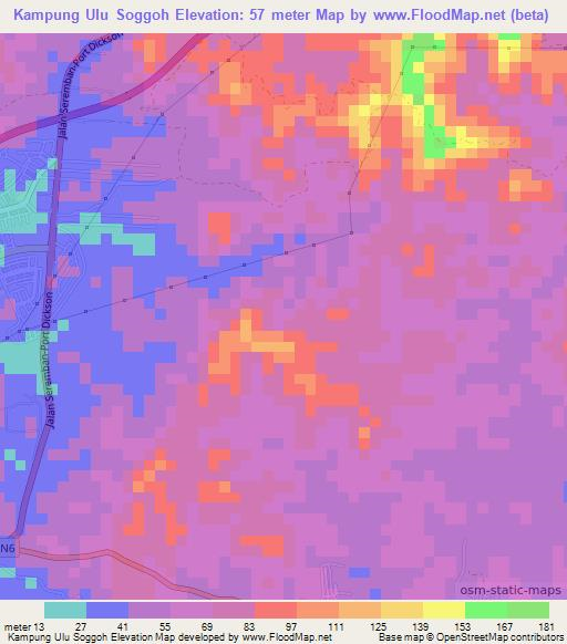 Kampung Ulu Soggoh,Malaysia Elevation Map