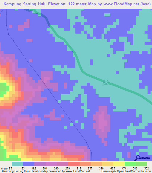 Kampung Serting Hulu,Malaysia Elevation Map