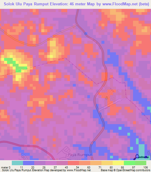 Solok Ulu Paya Rumput,Malaysia Elevation Map