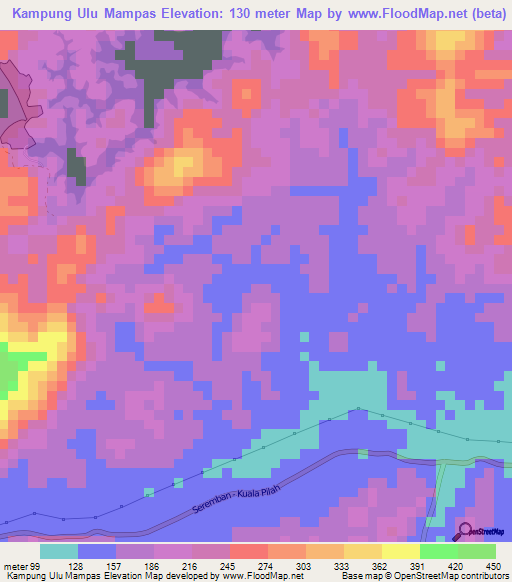 Kampung Ulu Mampas,Malaysia Elevation Map