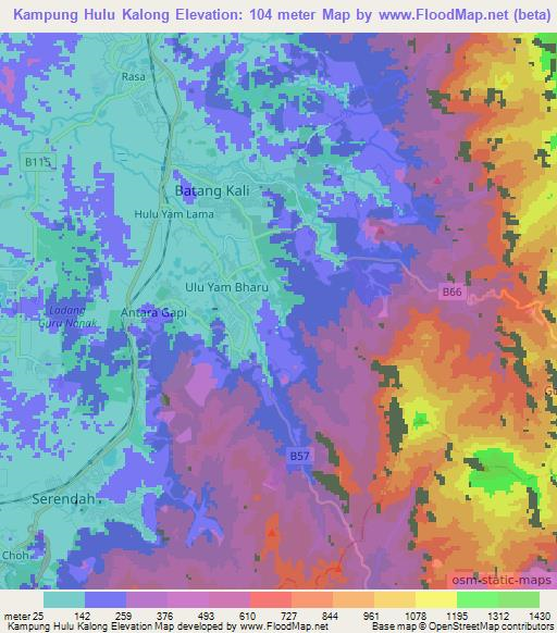 Kampung Hulu Kalong,Malaysia Elevation Map