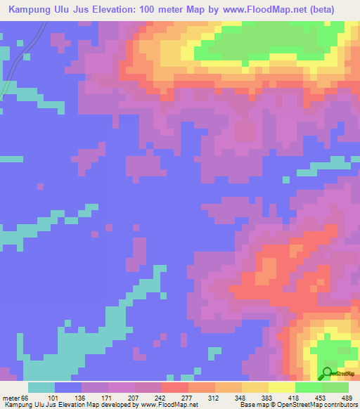 Kampung Ulu Jus,Malaysia Elevation Map