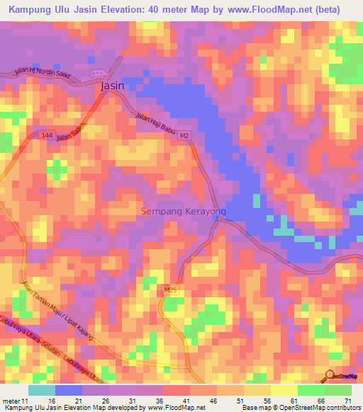 Kampung Ulu Jasin,Malaysia Elevation Map