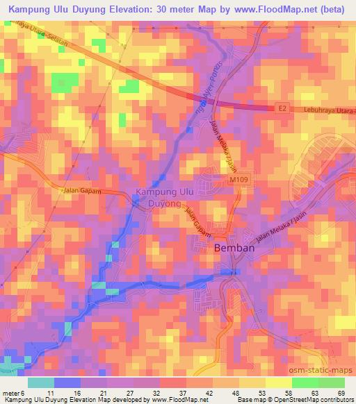 Kampung Ulu Duyung,Malaysia Elevation Map