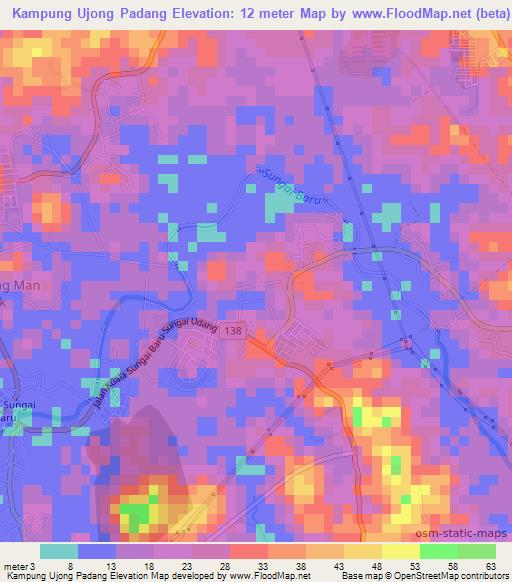 Kampung Ujong Padang,Malaysia Elevation Map