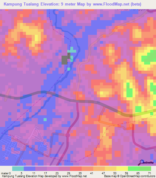 Kampung Tualang,Malaysia Elevation Map