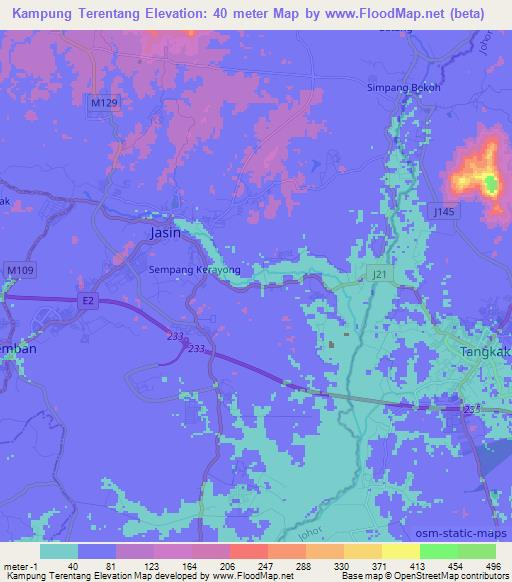 Kampung Terentang,Malaysia Elevation Map