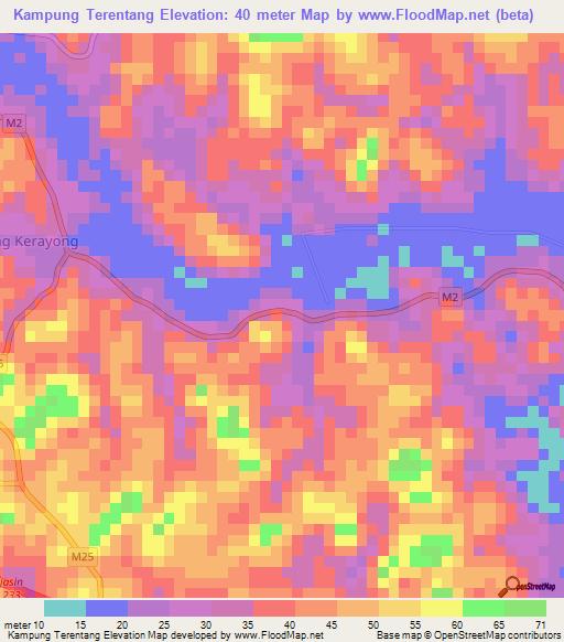 Kampung Terentang,Malaysia Elevation Map