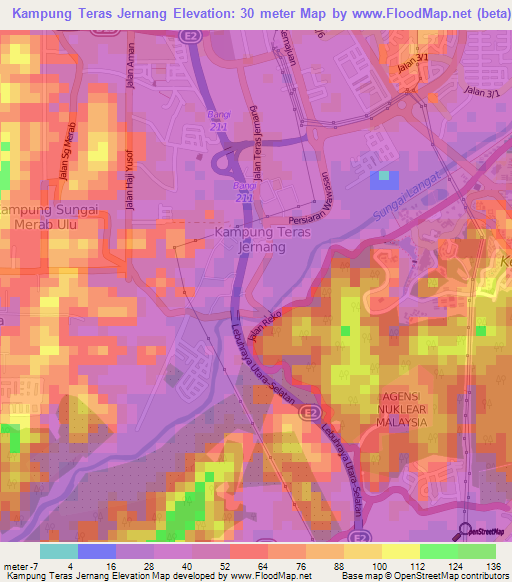 Kampung Teras Jernang,Malaysia Elevation Map