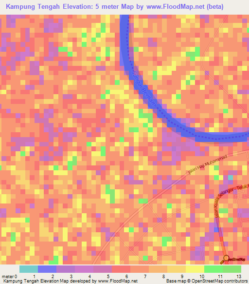 Kampung Tengah,Malaysia Elevation Map