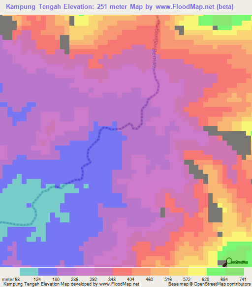 Kampung Tengah,Malaysia Elevation Map