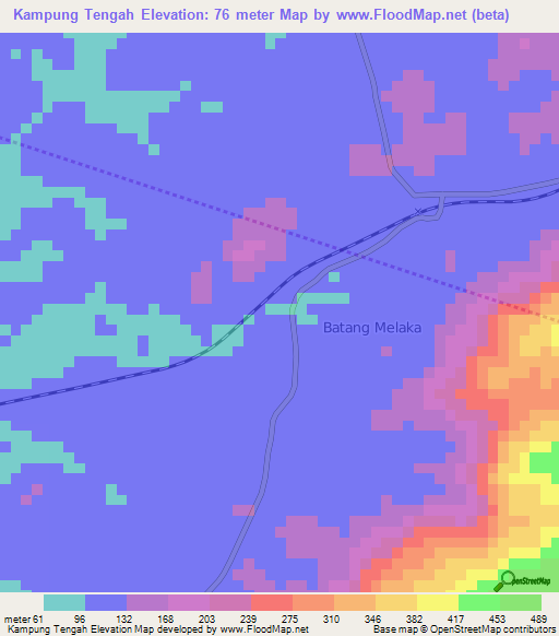 Kampung Tengah,Malaysia Elevation Map