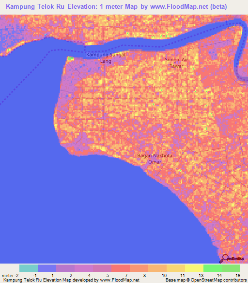 Kampung Telok Ru,Malaysia Elevation Map