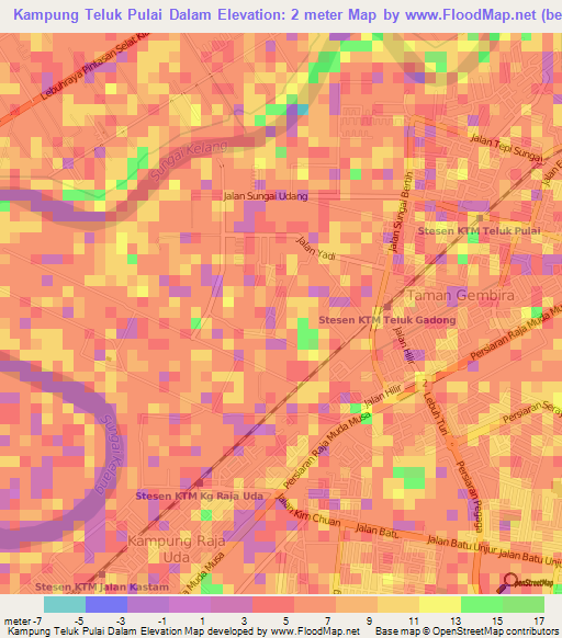 Kampung Teluk Pulai Dalam,Malaysia Elevation Map