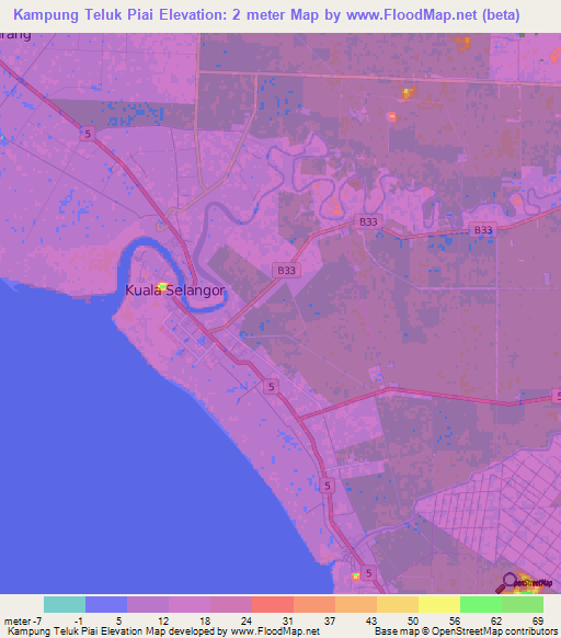 Kampung Teluk Piai,Malaysia Elevation Map