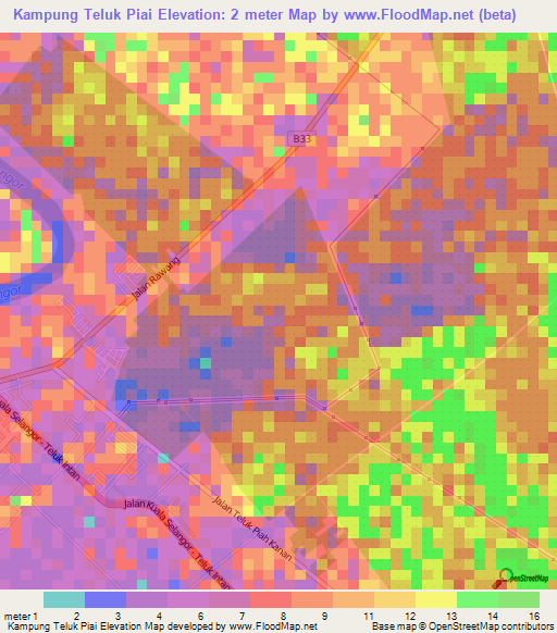 Kampung Teluk Piai,Malaysia Elevation Map