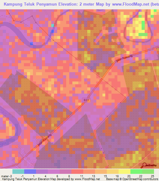 Kampung Teluk Penyamun,Malaysia Elevation Map