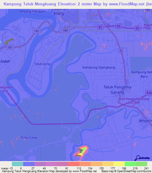 Kampung Teluk Mengkuang,Malaysia Elevation Map