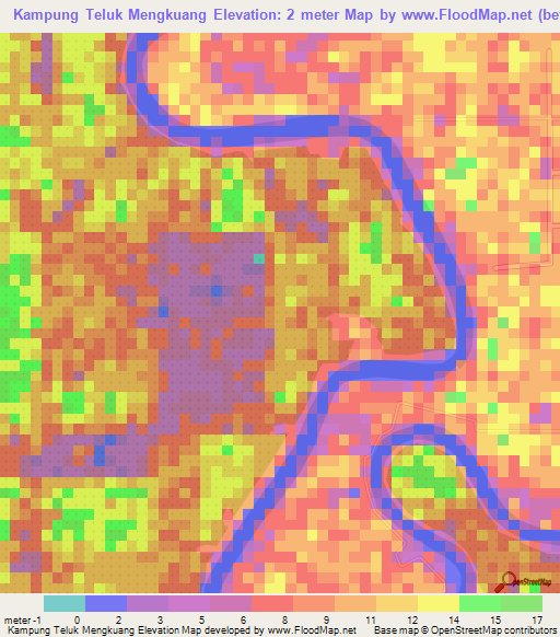 Kampung Teluk Mengkuang,Malaysia Elevation Map