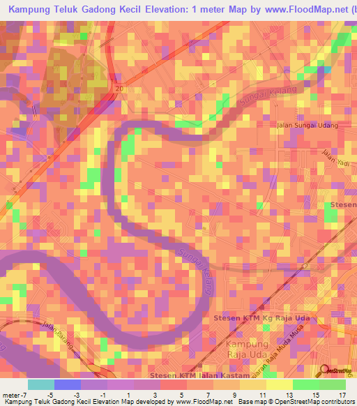 Kampung Teluk Gadong Kecil,Malaysia Elevation Map